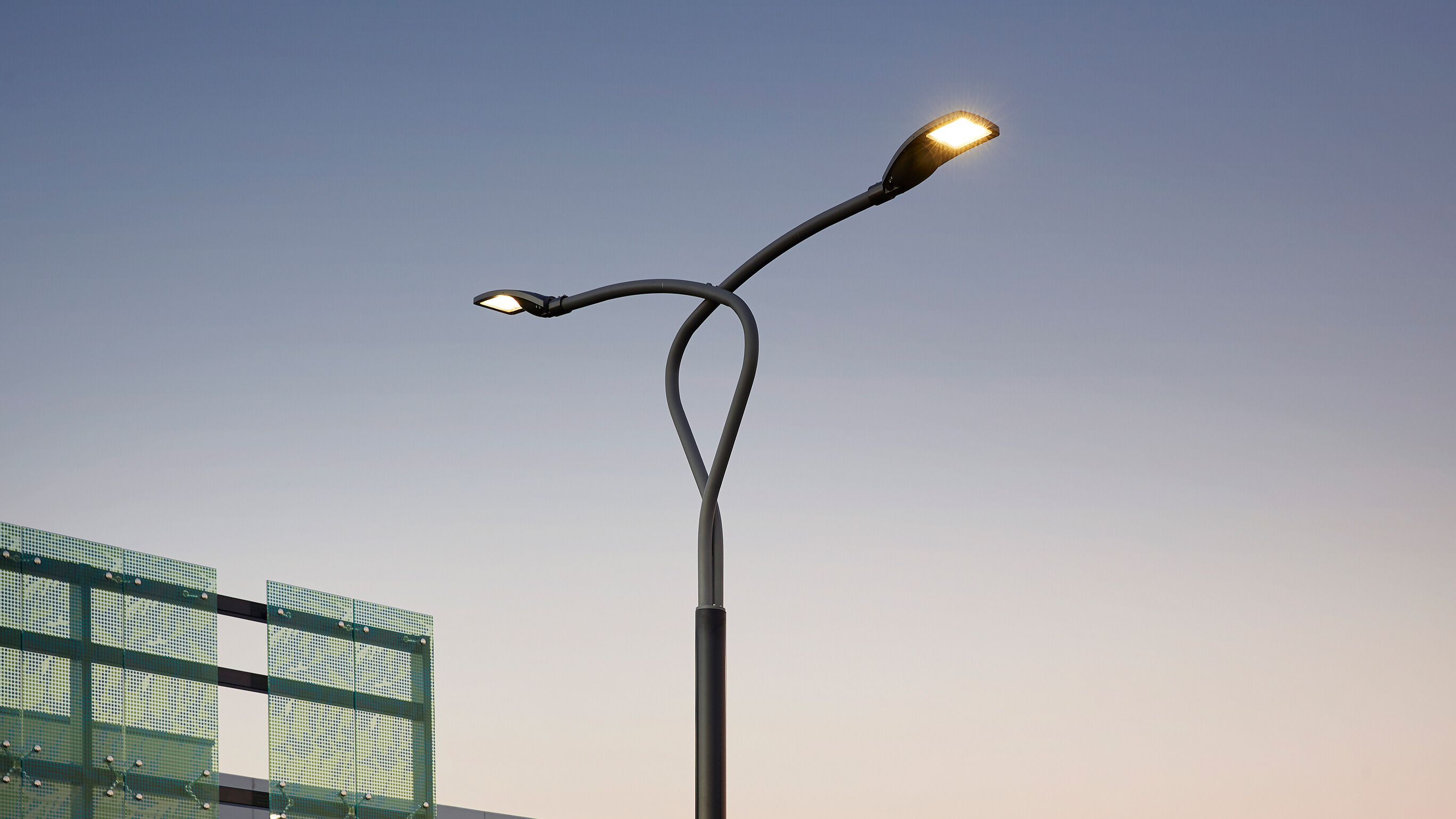 Pole with curved arm